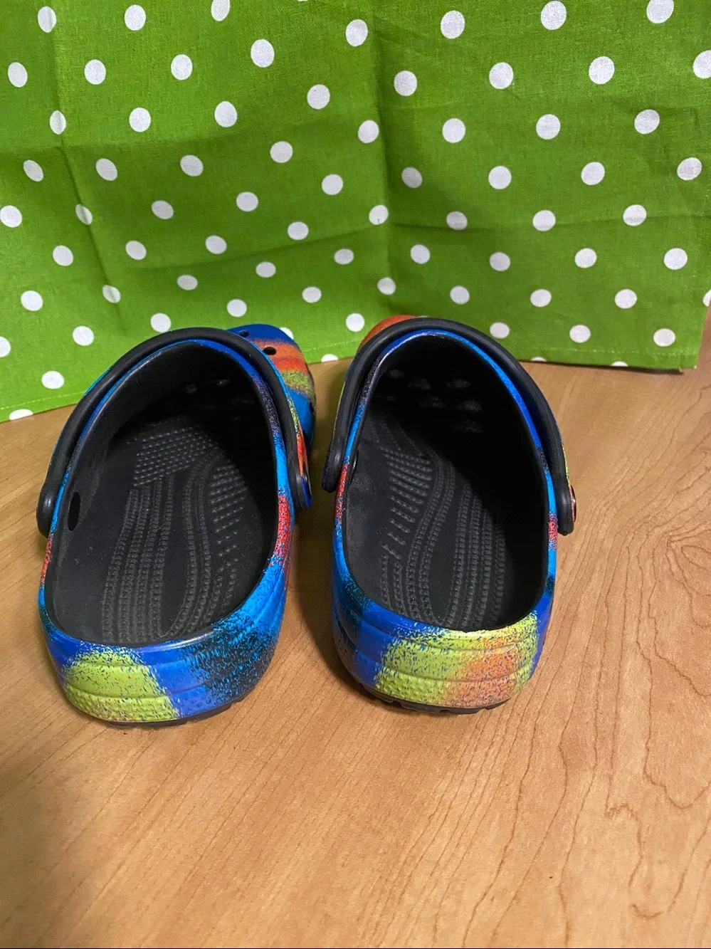 CROCS Kids Blue Rainbow Spray Paint Clogs